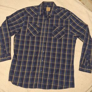 GC Blue Men's Long Sleeve‎ Snap Shirt With a Point Collar